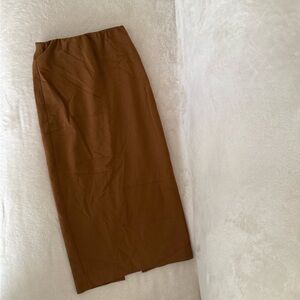 Babaton Tan Brown Midi Pencil Skirt